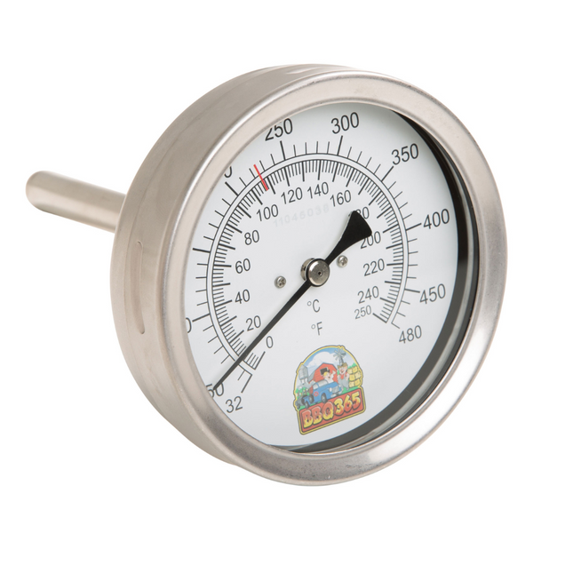 BBQ 365 Vuur&Rook / BBQ365 RVS Thermometer 125mm